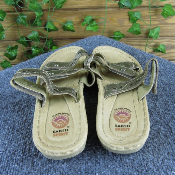 Earth Spirit Women  Slide Gold Leather Sz 8.5 Medium Gently‎ Used 2025 - Picture 4 of 6